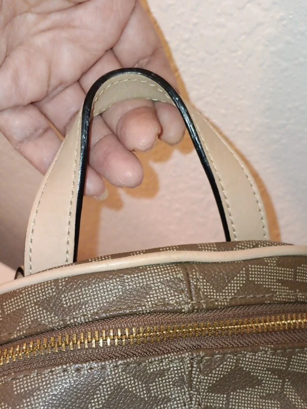 Michael Kors Brown Logo Mid Mini Backpack with Gold Hardware